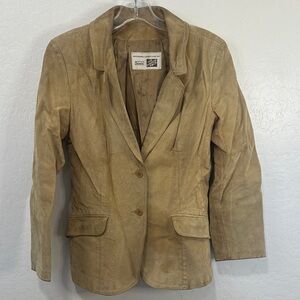 Vintage Sears Women's Brown Blazer leather size 10 long sleeve business jacket